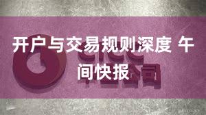 开户与交易规则深度 午间快报